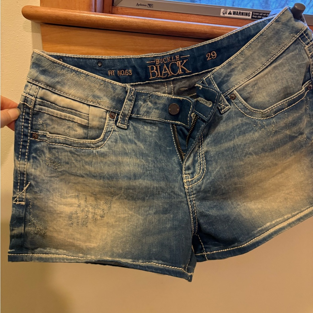 Buckle Blue Jean Shorts